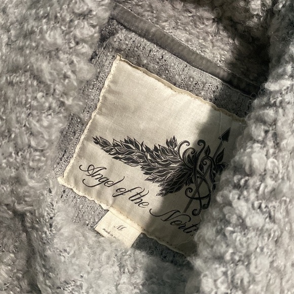 Anthropologie Angel of the North fringe cowl neck gray wool sweater size M - Picture 5 of 7